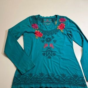 Johnny Was Long embroidered sleeve shirt